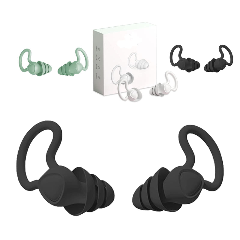 Quiet Noise Reduction Earplugs,Super Soft,Reusable Hearing Protection in Flexible Silicone for Sleep, Noise Sensitivity & Flights – 40dB Noise Cancelling [Black]