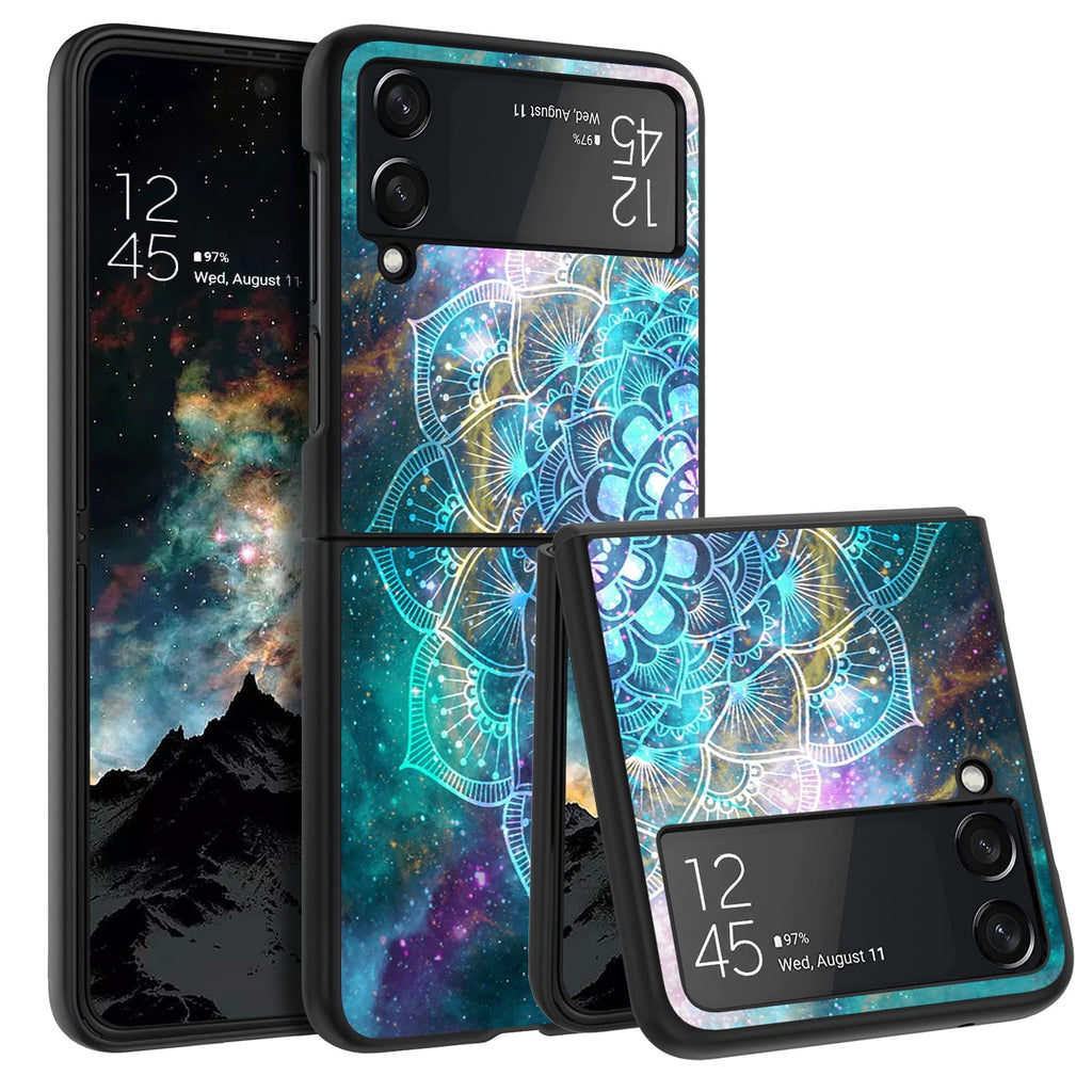 BENTOBEN Galaxy Z Flip 3 5G Case, Z Flip 3 5G Case, Slim Fit Glow in The Dark Shockproof Hard PC Bumper Protective Anti Scratch Non-Slip Case Cover for Samsung Galaxy Z Flip 3 5G, Mandala in Galaxy C571-Mandala in Galaxy