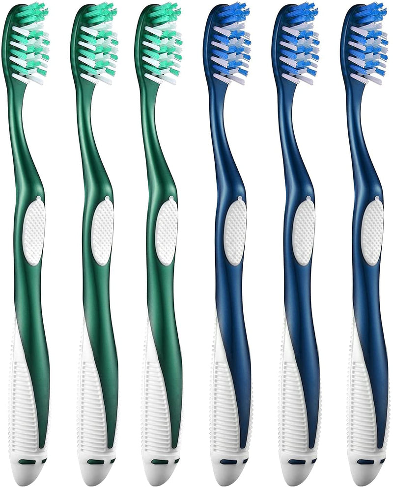 Fremouth Firm Toothbrushes for Adults, Cross Hard Bristles, 6 Count C6