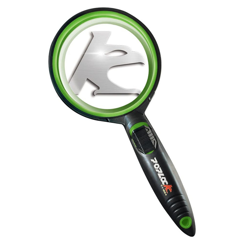 POPLOCK Magnifying Glass with Light, Anti-Drop Rubber Frame Protection, Non-Distorting 3X Optical Lens, LED Work Light for Dark Area, Soft Grip Handle. EDC Magnifier for Reading, Close Work and Hobby Neon Green