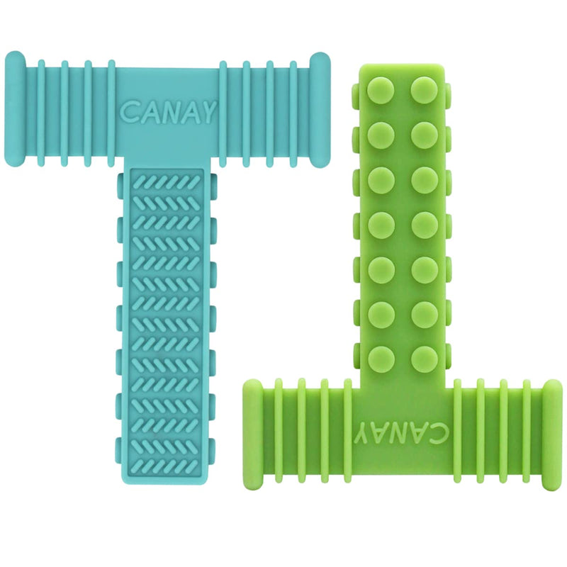 Sensory Chew Toys for Autistic Children (0-12 Years Old), Teething, Oral Motor Stimulation, ADHD, SPD - Silicone Teether Toys for Kids with 3 Unique Textures (2Pack)