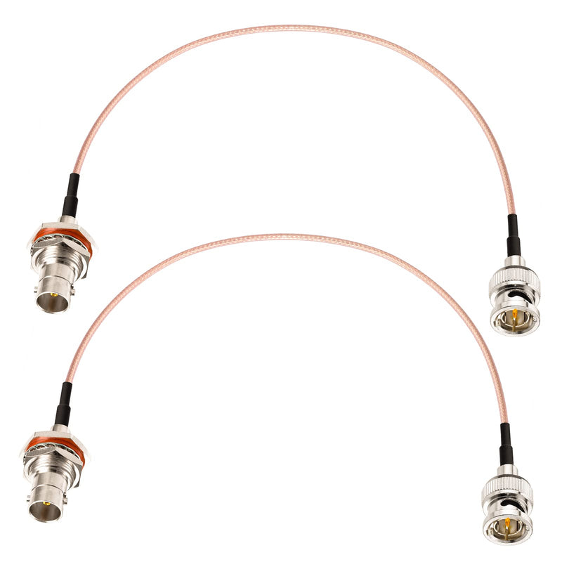 SUPERBAT SDI Cable (75 Ohm, 12inch, 2-Pack) Mini BNC Male to BNC Female Bulkhead Cable for HD SDI 3G SDI Recorder Camera Monitor Converter, SDI Video Cable 12inch, 2pcs