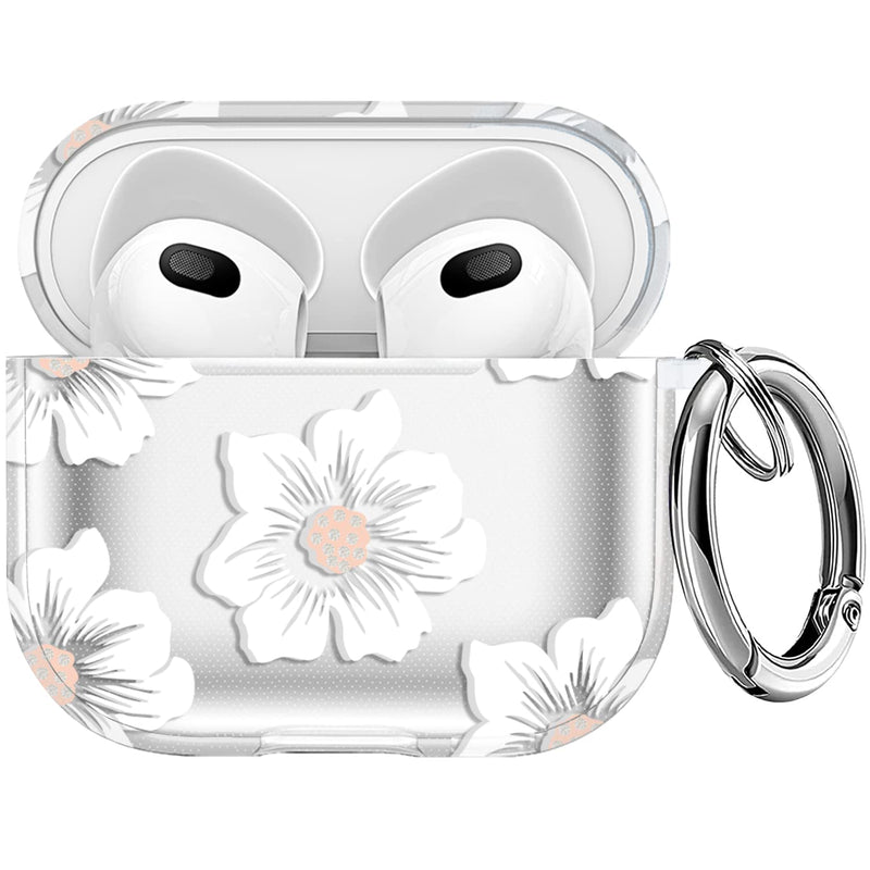 Maxjoy Airpod 3rd Generation Case 2021 Flowers Cute Airpods Case 3rd Generation Clear Apple Airpods 3 Case Cover with Keychain for Women Girls (Morning Flower) Morning flower