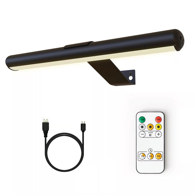 Arixinks Rechargeable Picture Light Battery Operated, Painting Light Wireless with Remote Control 3 Lighting ,Art Light Display Lamp 300LM Dimmable and Timer Set, Full Metal Light for Picture Painting Black