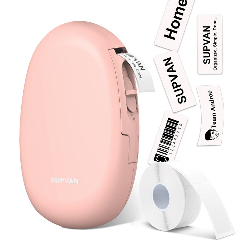 Supvan Bluetooth Label Maker Machine Indoor Outdoor Mini Pocket Smartphone Inkless Handheld Sticker Mini Labeler Multiple Templates Available Rechargeable Compatible with iOS&Android E10 Pink