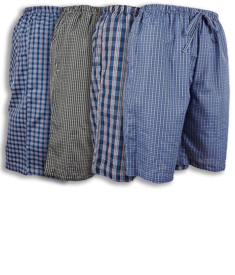 Andrew Scott Men's Soft Poplin Woven Pajama & Sleep Jam Cargo Short Lounge Pants | Multi Packs XX-Large 3 Pack - Black & Blue Plaid