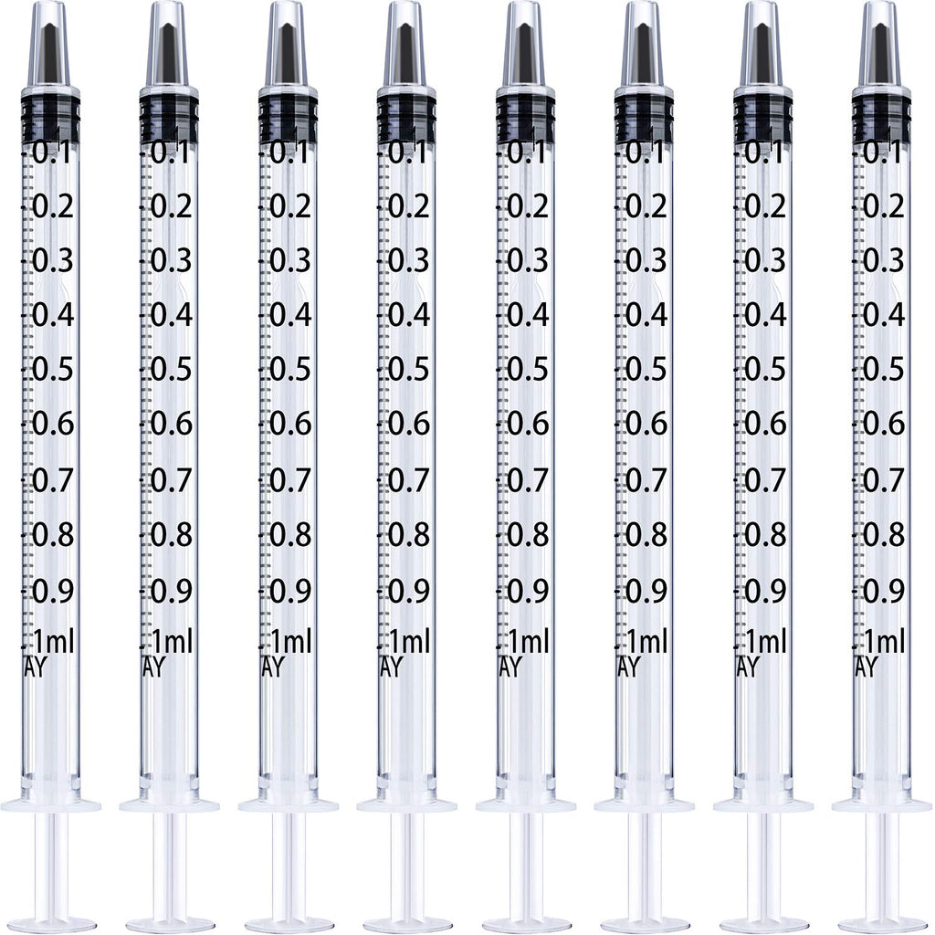 20 Packs Plastic Syringe with Measurement, Suitable for Measuring, Watering, Refilling (1 ml) 1 ml