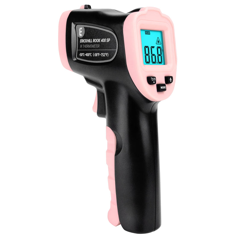 ERICKHILL Infrared Thermometer, -50°C~400°C (-58°F~752°F) Temperature Gun Non-Contact Digital Laser Thermometer with Adjustable Emissivity and Temp Alarm for Cooking Rook Repairs, Pink Pink, -50°C~400°C (-58°F~752°F)