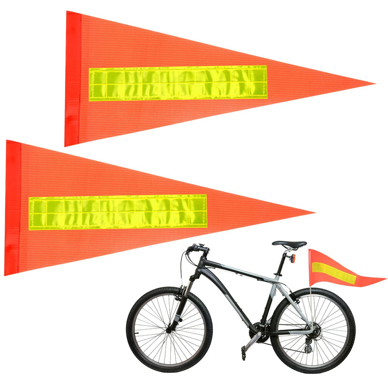 2 Pieces Replacement Safety Flag Pennant High Visibility Bike Safety Flag with Pole Tear-resistant Waterproof Bicycle Safety Flag for Children's Bicycle Electric Car Outdoor Tent (Orange and Yellow) Orange and Yellow