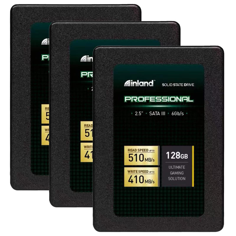 Inland Professional 3 Pack 128GB SSD SATA III 6GB/s 2.5" TLC 3D NAND Internal Solid State Drive (3x128GB) 128GB x 3