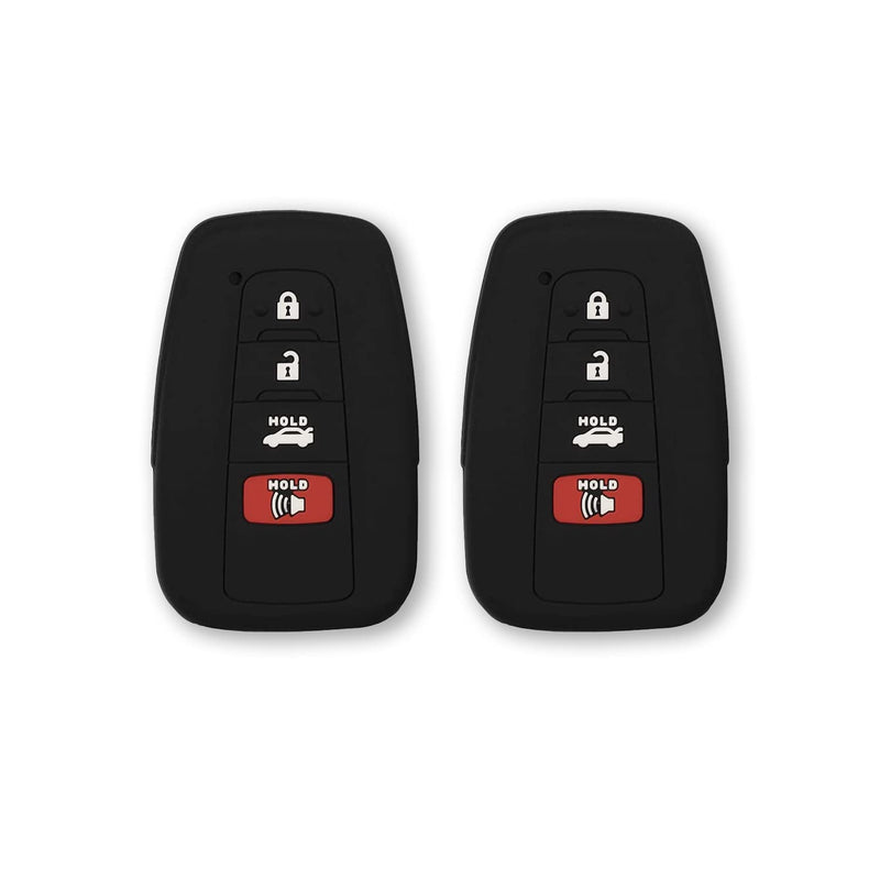 Autobase Silicone Key Fob Cover for Toyota Camry RAV4 Highlander Avalon C-HR Prius Corolla GT86 Smart Key | Car Accessory | Key Protection Case 2 Pcs (Black) Black