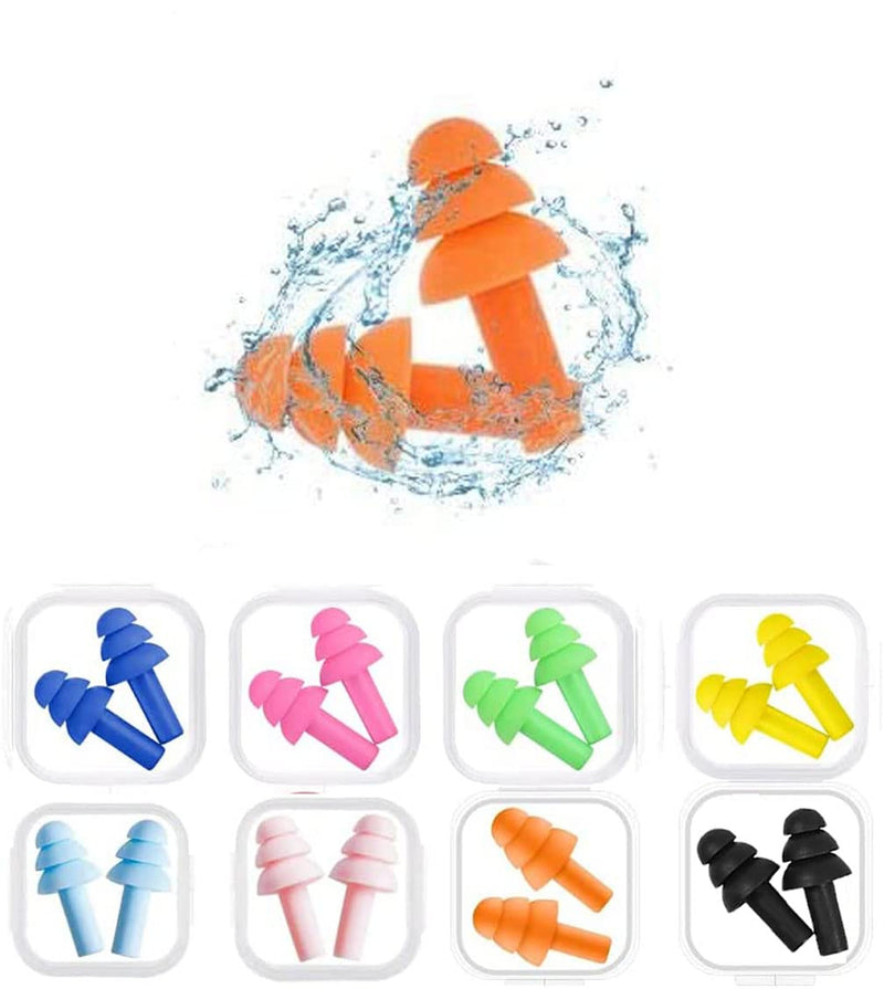 Earplugs for Sleeping Noise Cancelling Reusable Silicone Ear Plugs Suitable for Swimming Travel Snoring Airplanes Study Work Noisy Places（8Pairs） 8