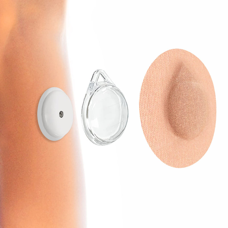 Kovoq Sensor Covers for Freestyle Libre Sensor, (40 Pack) Adhesive Patches Waterproof & 2 Pack Reusable Hard Shell Covers, CGM Sensor Patches, No Glue on Sensor, Compatible with Libre 1&2, Tan 40+2-Tan