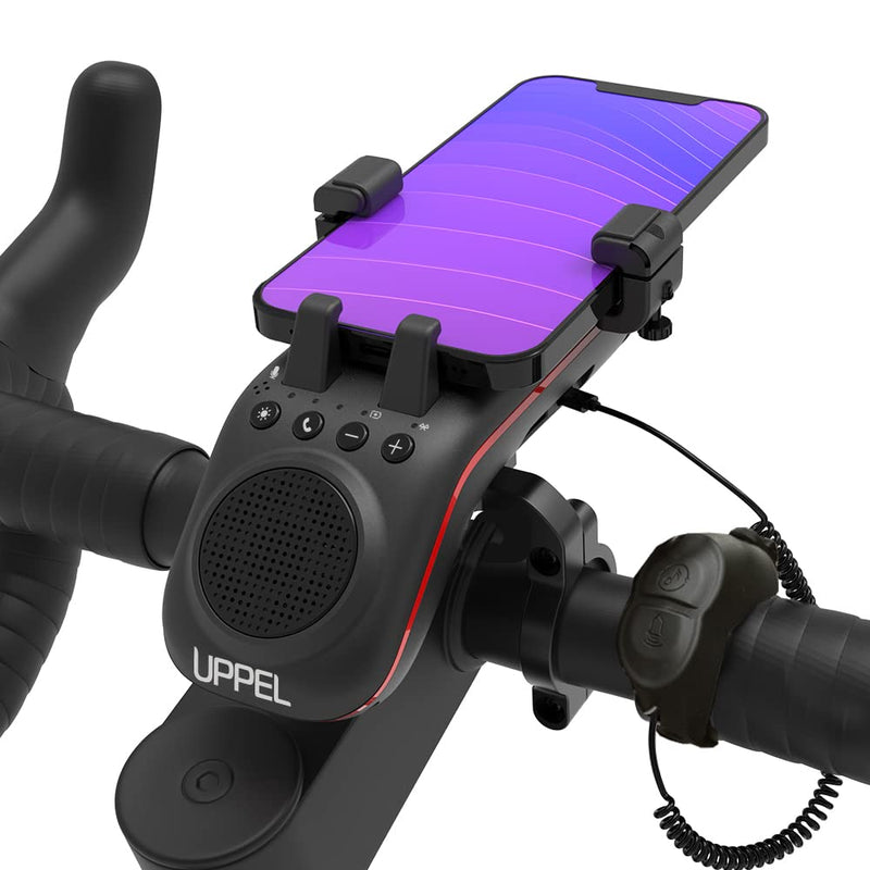 Bicycle Bluetooth Speaker, UPPEL Multifunctional Bike Speaker 10-in-1 LED Light Power Bank Bike Horn Microphone Ideal for Road & Mountain Bike - Extreme & Casual Cycling Black