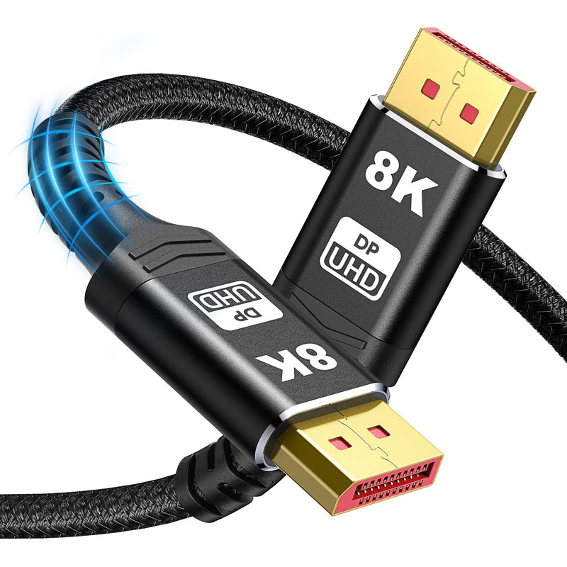 VESA Certified 1.4 DisplayPort Cable 10FT, Capshi 8K DP Cable (8K@60Hz, 4K@144Hz, 1080P@240Hz) HBR3 Support 32.4Gbps, HDCP 2.2, HDR10 FreeSync G-Sync for Gaming Monitor 3090 Graphics PC (10 feet) 10 feet
