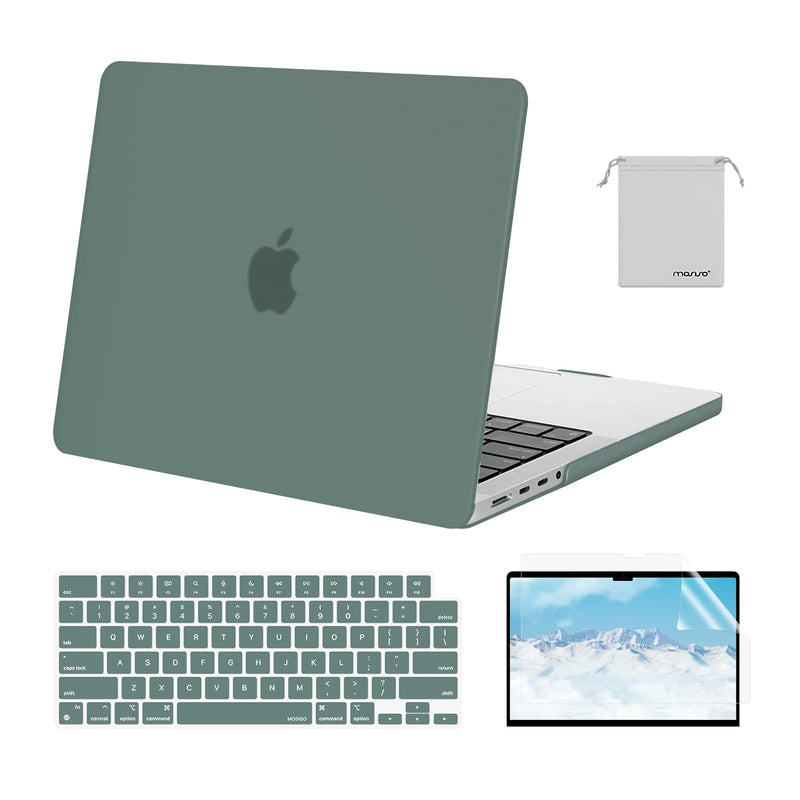 MOSISO Compatible with MacBook Pro 14 inch Case 2021 2022 Release A2442 M1 Pro/Max with Liquid Retina XDR Display Touch ID, Plastic Hard Shell&Keyboard Skin&Screen Protector&Storage Bag,Midnight Green Midnight Green