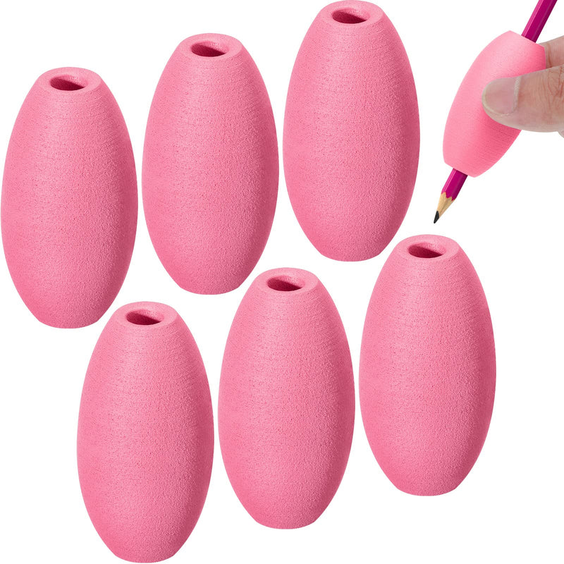 Pencil Grips for Kids Adults Foam Egg Grips Pen Grips Cushioned Holders Writing Aid Trainer for Handwriting Drawing Preschool Supplies Right or Left Hand Use, 6 Pieces (Pink) Pink