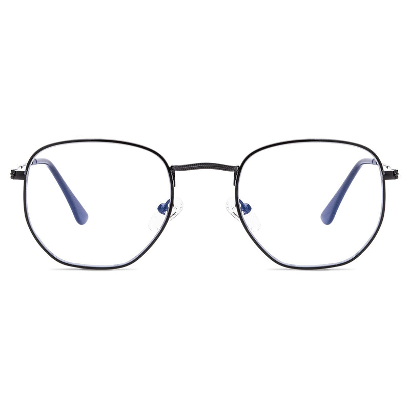 NSSIW Blue Light Blocking Glasses Hexagonal Frame for Women Men, Blue Ray Gaming Glasses with Anti Eye strain and UV Glare A1 Black