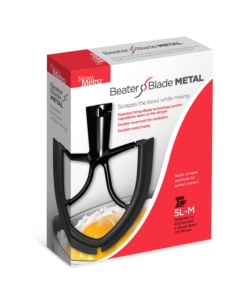 New Metro Design 5L-M Beater Blade METAL, Compatible With Most KitchenAid 5 Quart Bowl-Lift Stand Mixers, Black Compatible w/ Most KitchenAid 5 Qt Bowl-Lift Mixer