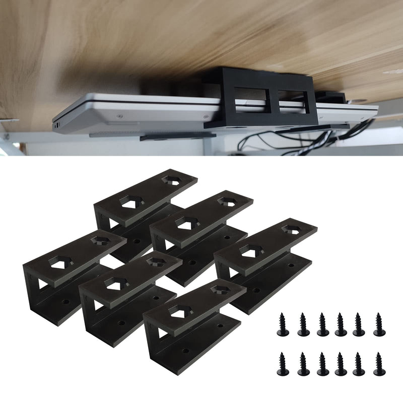 PIAOLGYI 6 Pcs Under Desk Laptop Holder Mount with Screw,Under Desk Laptop Mount Bracket,Add On Under Table Laptop/Keyboard Storageï¼ˆ6 Pcsï¼‰