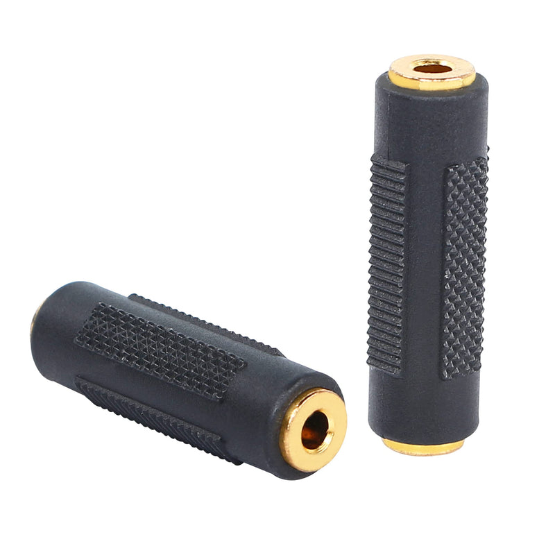 QIANRENON 3.5mm Stereo Audio Jack to 3.5mm Adapter Female to Female Connector Coupler for Stereo Cable Speaker & Headphone etc Gold Plated 2 Pack