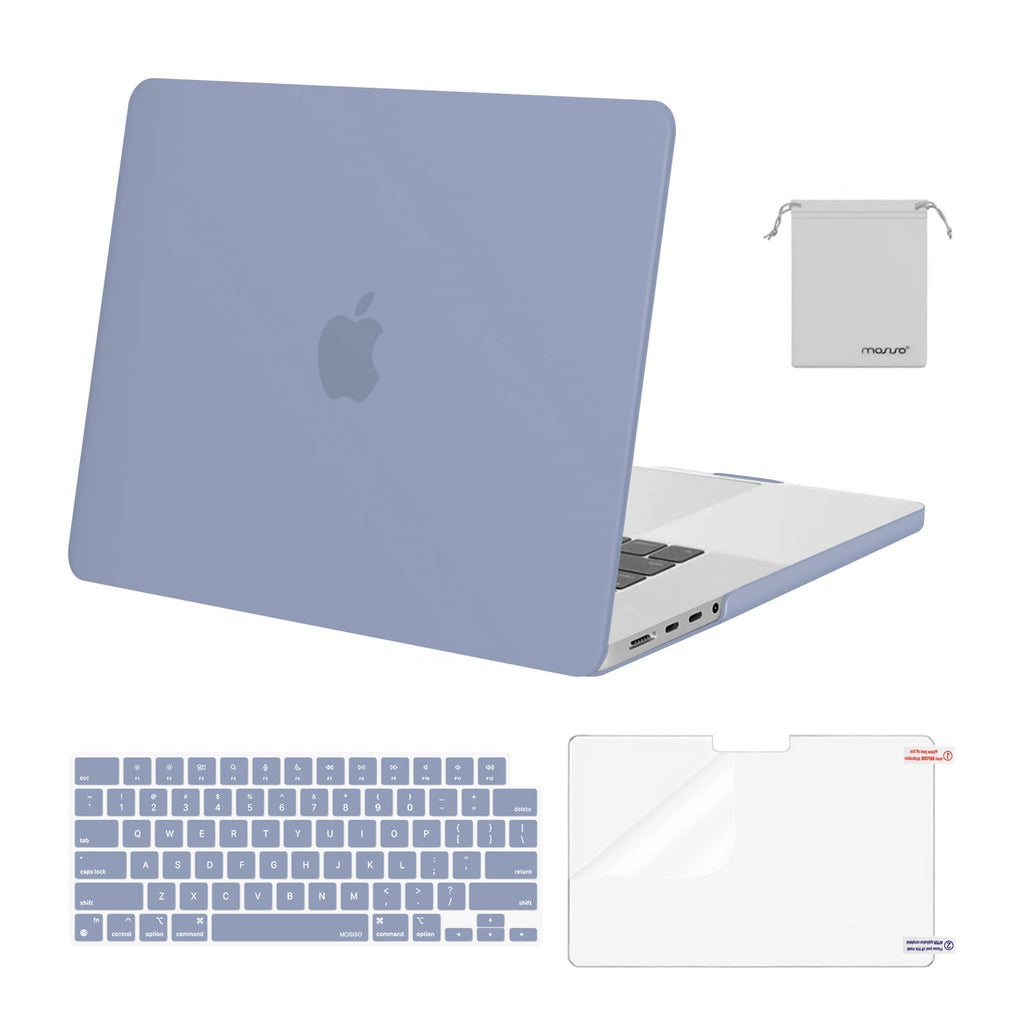 MOSISO Compatible with MacBook Pro 16 inch Case 2021 2022 Release A2485 M1 Pro/Max with Liquid Retina XDR Display Touch ID, Plastic Hard Shell&Keyboard Skin&Screen Protector&Storage Bag, Lavender Gray