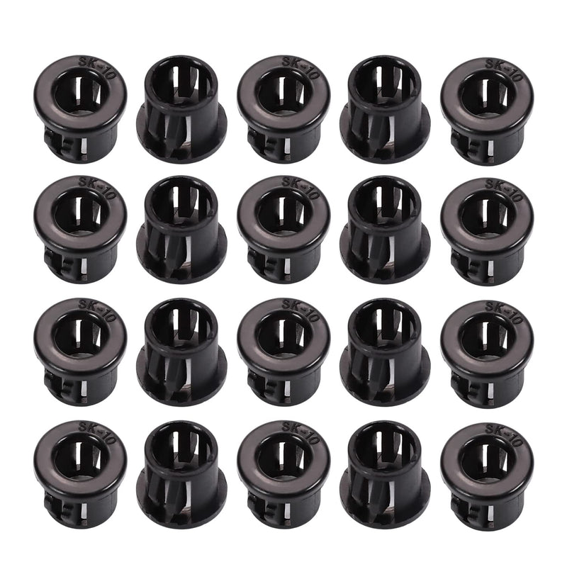 Bettomshin 50Pcs Black Snap Bushing 10mm/0.39" Mounting Dia Nylon Snap in Cable Hose Bushing Grommet Protectors SK-10 for Cable Snap Bushing Insulated Protection 50Pcs SK-10