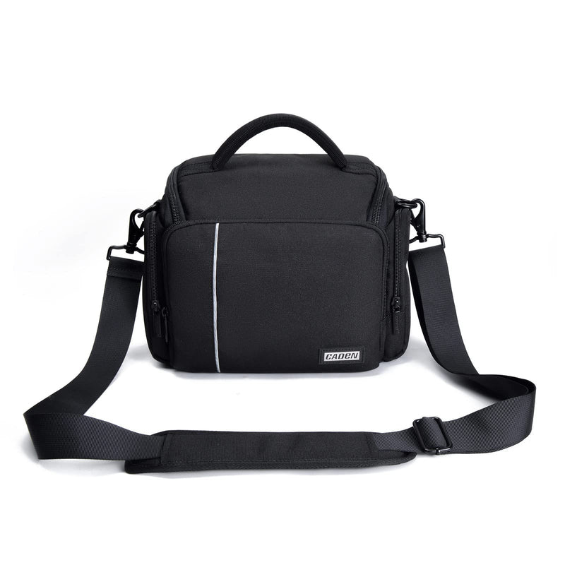 CADeN Compact Camera Shoulder Crossbody Bag Case Compatible for Nikon, Canon, Sony SLR/DSLR Mirrorless Cameras and Lenses Waterproof (Large, 2.0 Black) Large