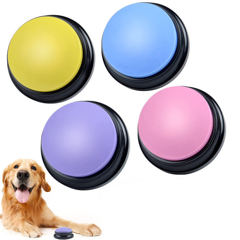 4 Packs Voice Recordable Buttons, Dog Buttons for Communication Pet Training Buzzer, Teach Your Dog to Talk 30 Second Record Playback, Funny Dog Buttons for Pet Training, Study