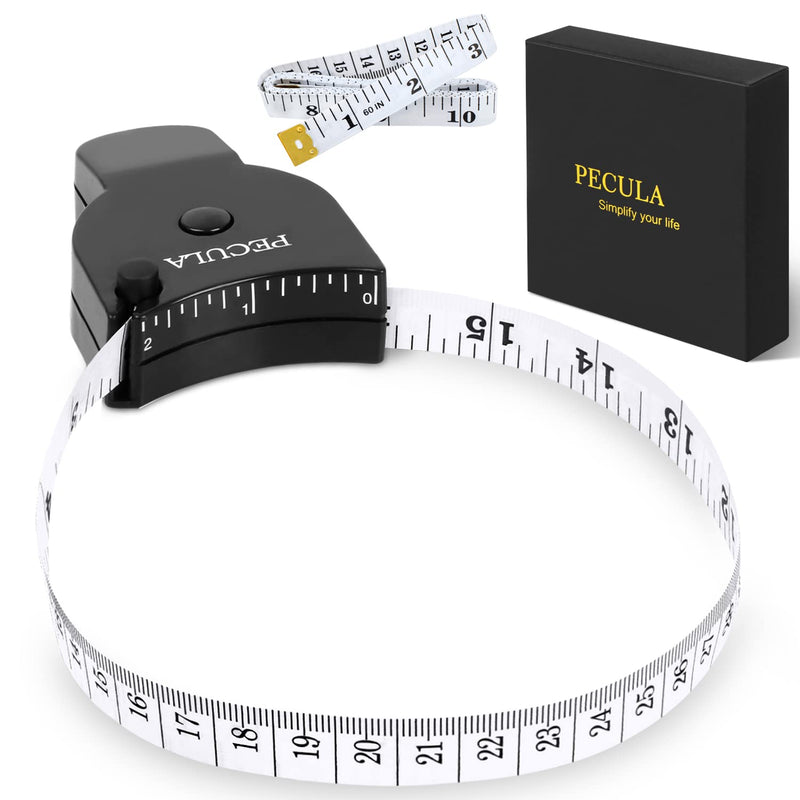 Body Measuring Tape 60 inch, Body Tape Measure, Lock Pin and Push Button Retract, Body Measurement Tape, White