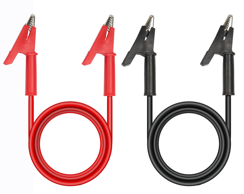 YACSEJAO Double Ended Alligator Clips, Test Jumper Wires Test Cable with Insulators Clips Test Copper Cable for Electrical Testing - Black & Red(1m/3.3ft)