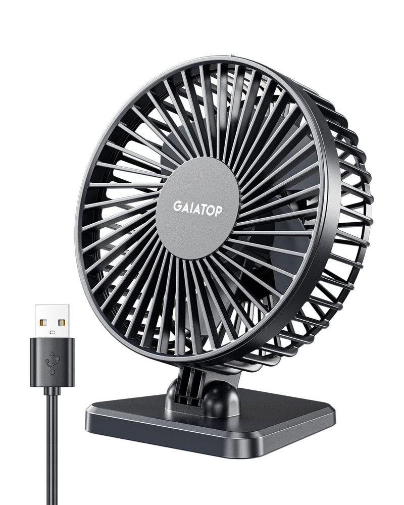 Gaiatop USB Desk Fan, Small But Powerful, Portable Quiet 3 Speeds Wind Desktop Personal Fan, Adjustment Mini Fan for Better Cooling, Home Office Car Indoor Outdoor (Black) Black