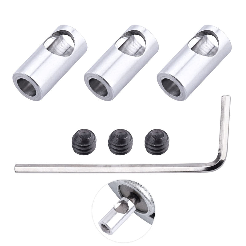 AllinRC 1/8 inch 3.175mm to 5mm Adapter Shaft Coupler Connector Motor Accessories Aluminum Alloy Bore Rigid Coupling Set, 3-Pack