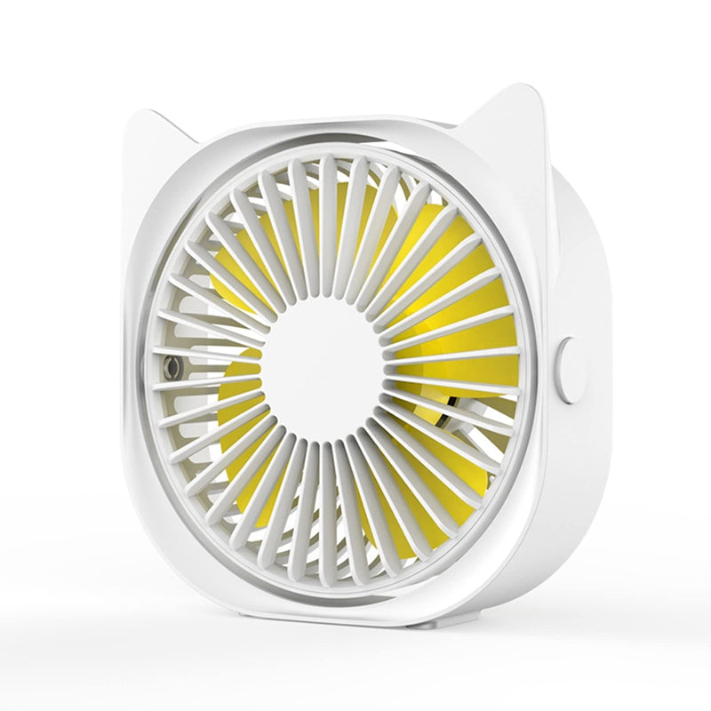 Small Personal USB Desk Fan, 3 Speeds Strong Wind Quiet Anti-slip Rotatable Table Fan for Bedroom Bedside Home Dorm Office Desktop, USB Powered Mini Cute Portable Travel Cooling Fans (White)