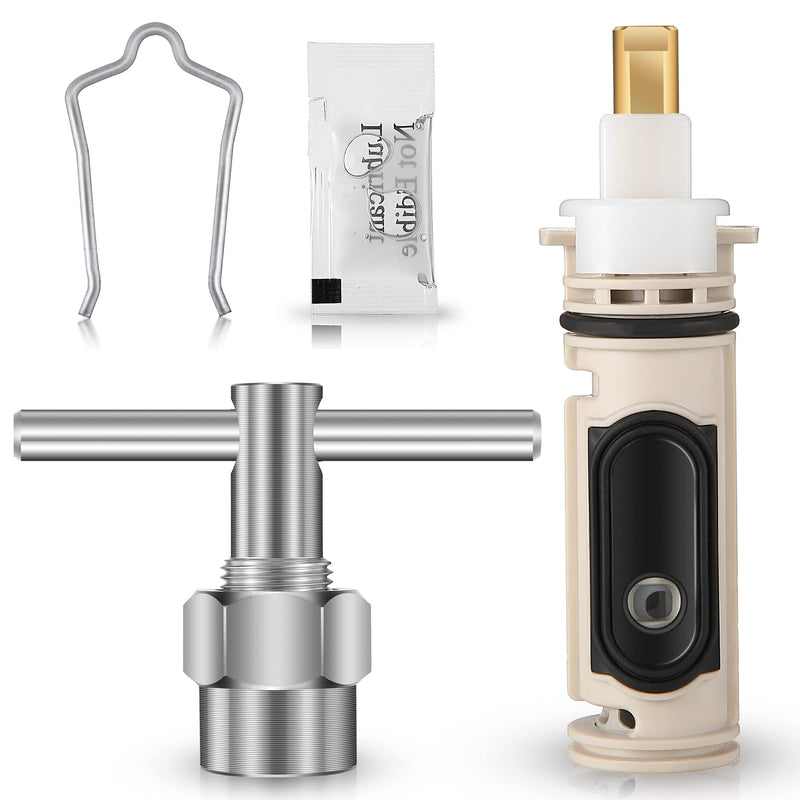 Faucet Cartridge Parts Replacement with Puller & Retainer Clip, Compatible with 1222 Moen Tub Shower, One-Handle Posi Temp Faucet Cartridge, Removal Tool for Bathtub Valve Parts Repair