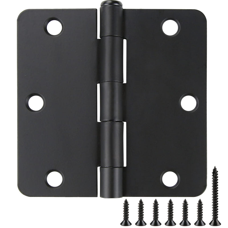 18 Pack Matte Black Door Hinges 3.5 Inch x 3.5" 1/4" Radius Interior Door Hinges Black Matte 3-1/2 Door Hinges for Doors Bedroom Small Rounded Conner Standard Bifold Residential Door Hinge Hardware 18 Pack
