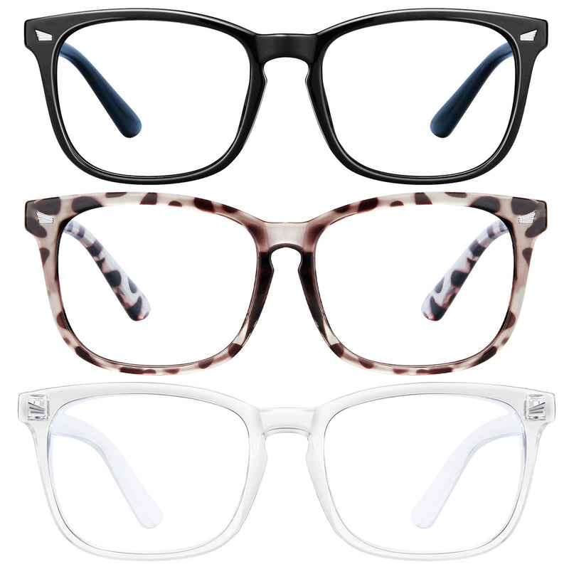 Blue Light Blocking Glasses - Women/Men 3Pack Computer Reading Gaming Anti Eyestrain Blue Light Glasses Non Prescription A1 Black+douhua+toumin
