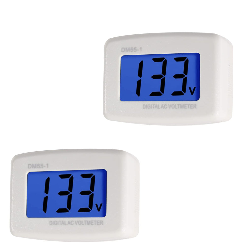 2pcs Plug in Volt Meter, Flat US Plug AC 80-300V LCD Digital Voltmeter Voltage Test Monitor AC 110V 220V Voltage Meter for Household Plug into Outlet to Measure Voltage