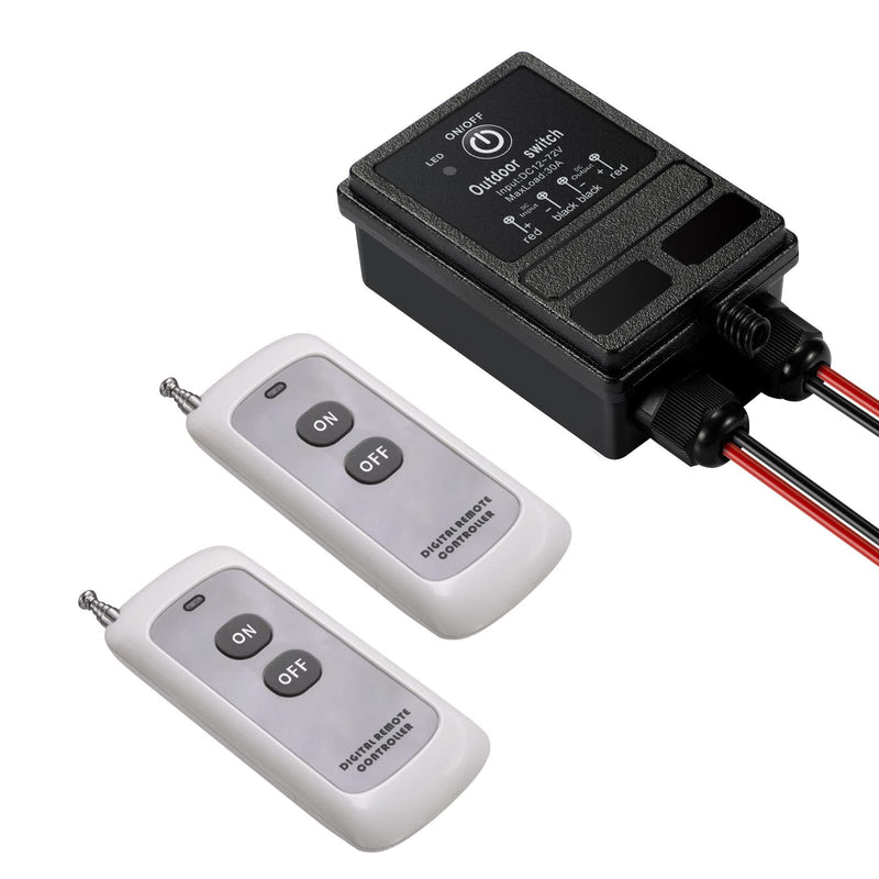 ZHOFONET Waterproof Remote Control Relay Switch,984ft Long Range Wireless Remote Switch,DC 12V-72V 40A Relay RF Remote Control Switches for Outdoor Light,Garage Door
