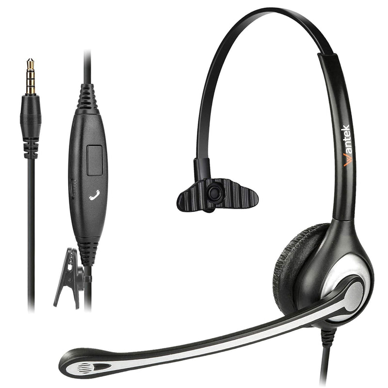 Phone Headset for Cell Phone with Microphone Noise Cancelling, 3.5mm Computer Headphones for iPhone Samsung PC Mac, Laptop Headset for Office Home School Classroom Call Center Skype Zoom Black