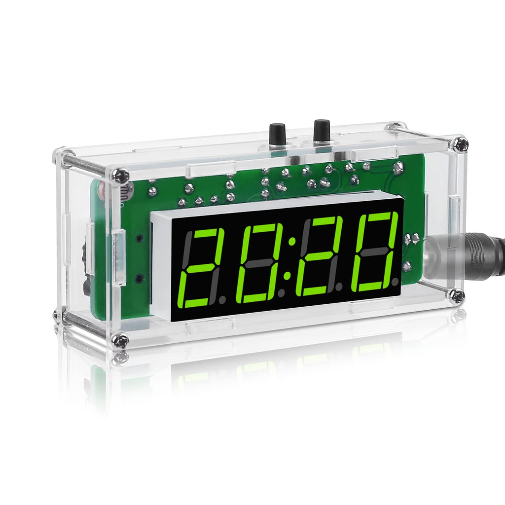 MiOYOOW TJ-56-428 4-Digit Digital DIY Clock Kits with Acrylic Shell, DIY Alarm Clock Soldering Practice Kit for Students and DIYers, DIY Electronics Kit for Learning Electronics 4 Digit Multifunctional Clock Kit