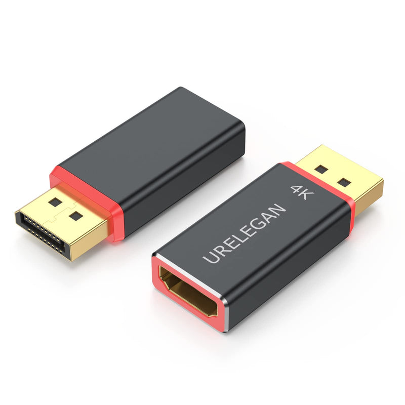 DisplayPort to HDMI Adapter 4K UHD 1-Pack (NOT USB), URELEGAN Display Port (DP) to HDMI Converter Aluminum Shell Support Video & Audio Compatible with DisplayPort Source Devices BLACK