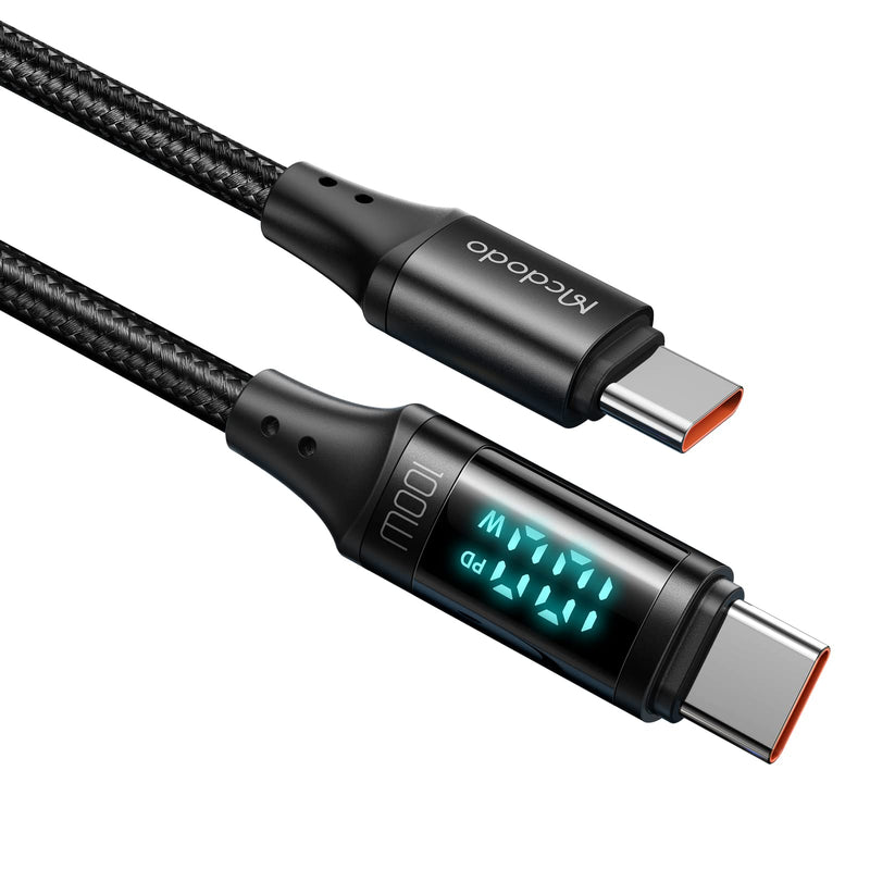 Mcdodo PD 100W USB C Cable, 5A Type C to C Fast Charging Cable, 3.9Ft LED Display Cable Nylon Braided USB C 480Mbps Data Cable Compatible with MacBook Pro/iPad Pro/iPad Air/Switch/GalaxyS20,S20+/Mate
