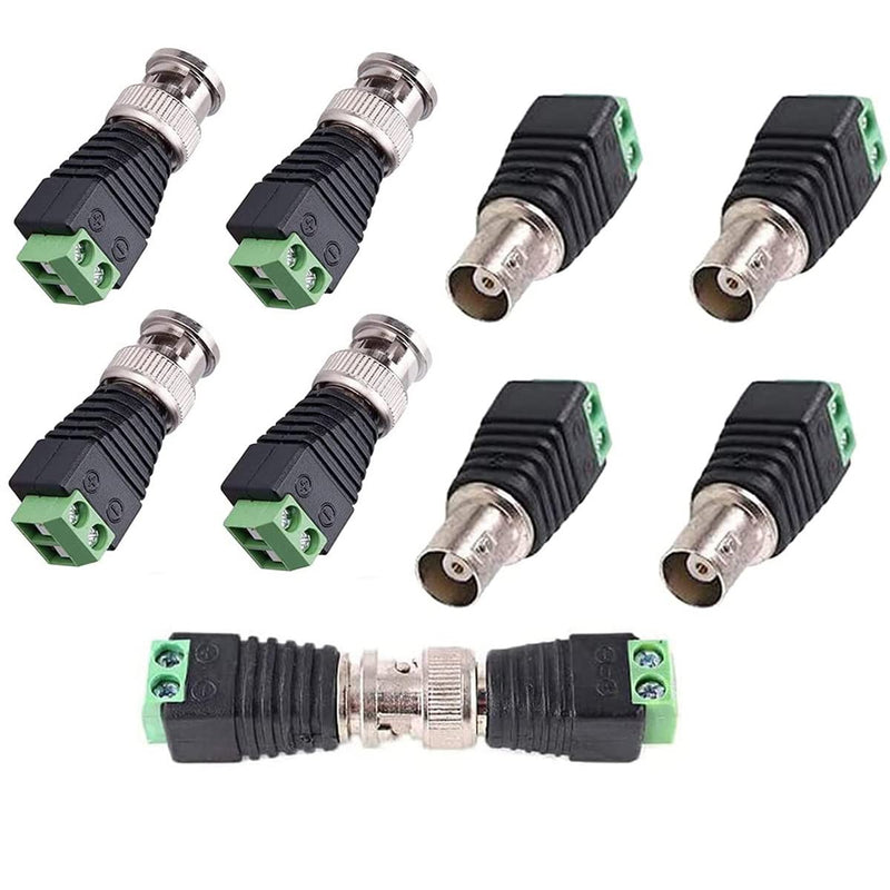 BNC Male and Female Plug Screw Terminal Connector, BNC to Cat5e Adapter Male Connectors and Solderless Female Video Balun Connector, for CCTV Surveillance Camera Terminal Plug - (10 Pcs) BNC screw male and female plug