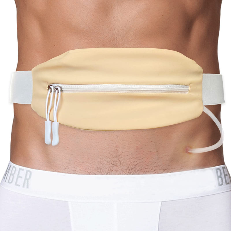 PD Belt Peritoneal Dialysis Catheter Holder Accessories No-Bounce for Secure Transfer Set Peg G Feeding Tube Line Adults Women Men Beige