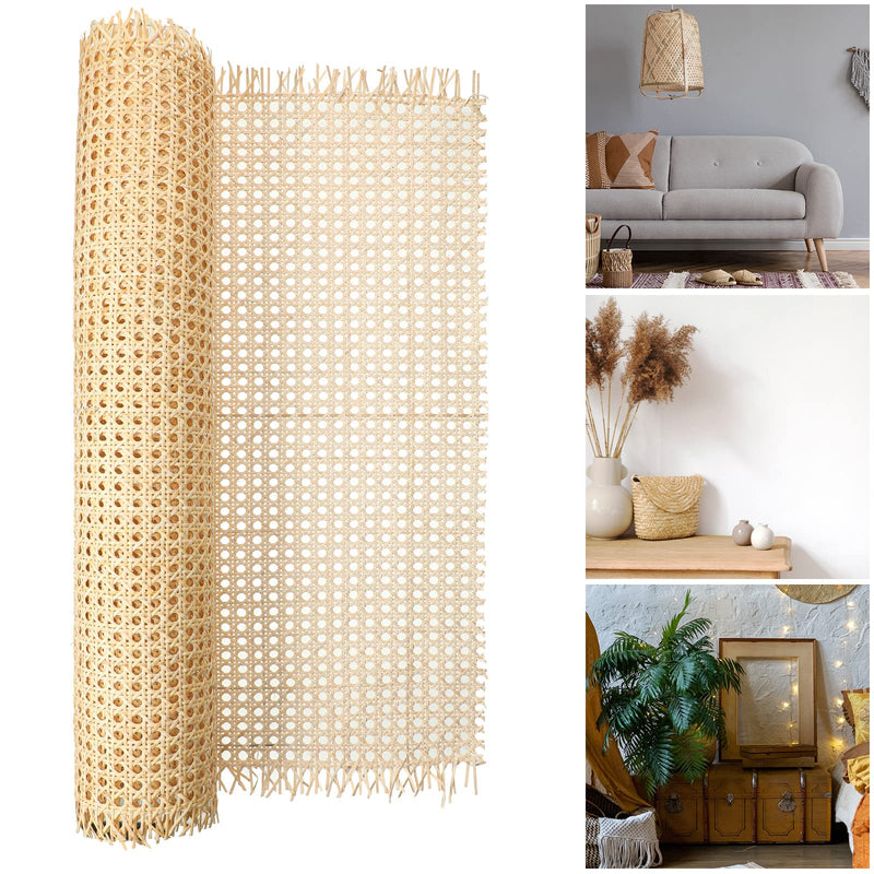 26'' Width Rattan Webbing for Caning Projects Nature Pre Woven 3 Feet Open Mesh Cane Webbing Sheet Rattan Cane Webbing Roll Fine Open Cane Mesh Wicker Material for Furniture Repair Supplies