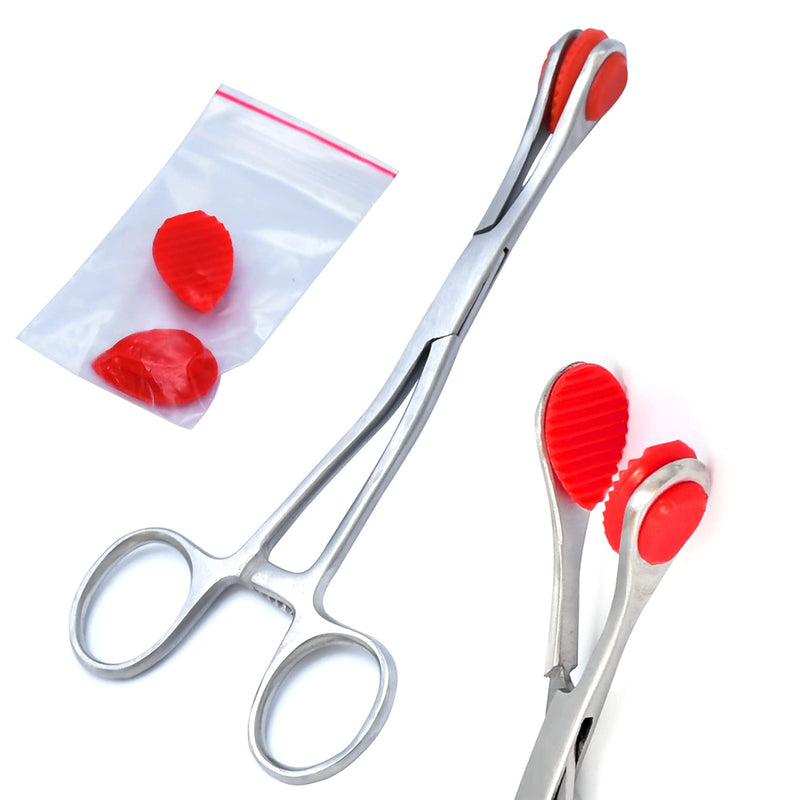 AAProTools Young Tongue Seizing Forceps 6.5" Stainless Steel with Extra 2 Rubber Jaws