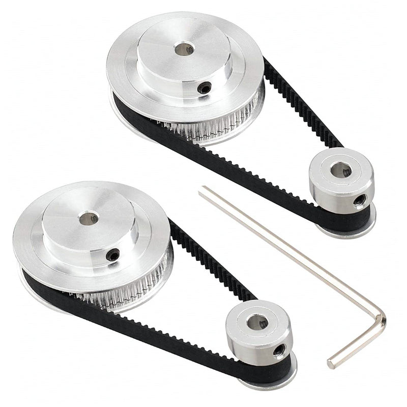 3Dman 2Kit 2GT Synchronous Wheel 20&60 Teeth 8mm Bore Aluminum Timing Pulley with 2pcs Length 200mm Width 6mm Belt 60 Teeth 8mm bore