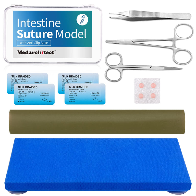 Medarchitect Intestine Suture Model with Anti-Slip Base for Veterinarians Intestinal Suture Training Bowel Simulator Suture Pad