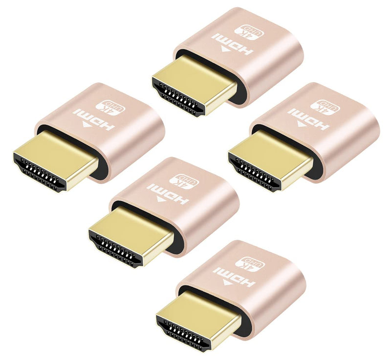 DTECH 4K HDMI Dummy Plug Display Emulator Headless Ghost Adapter Compatible with Windows Mac OSX Linux Support 4kx2k 2160P 1080p for Computer Desktop (fit-Headless, 5 Pack)